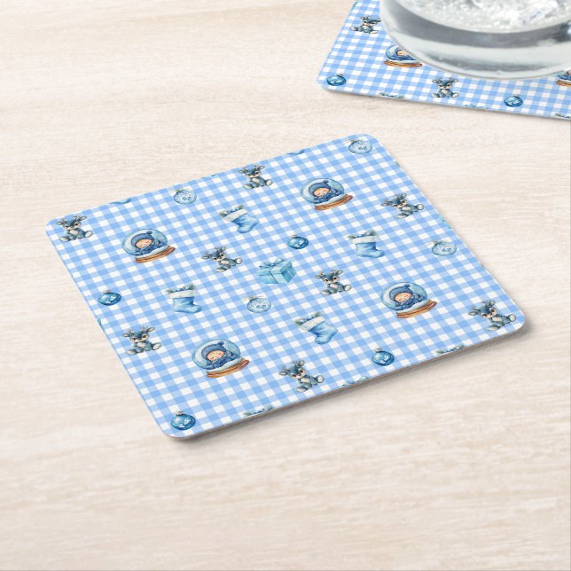 Posavasos Cuadrado De Papel Baby's First Christmas Magic! (En perspectiva)