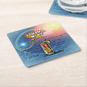 Posavasos Cuadrado De Papel Bahama Mama Cocktail (#8 de 12 paquetes de recetas