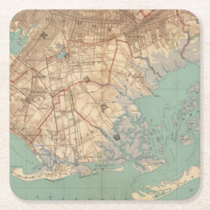 Posavasos Cuadrado De Papel Bahía y Brooklyn de Jamaica