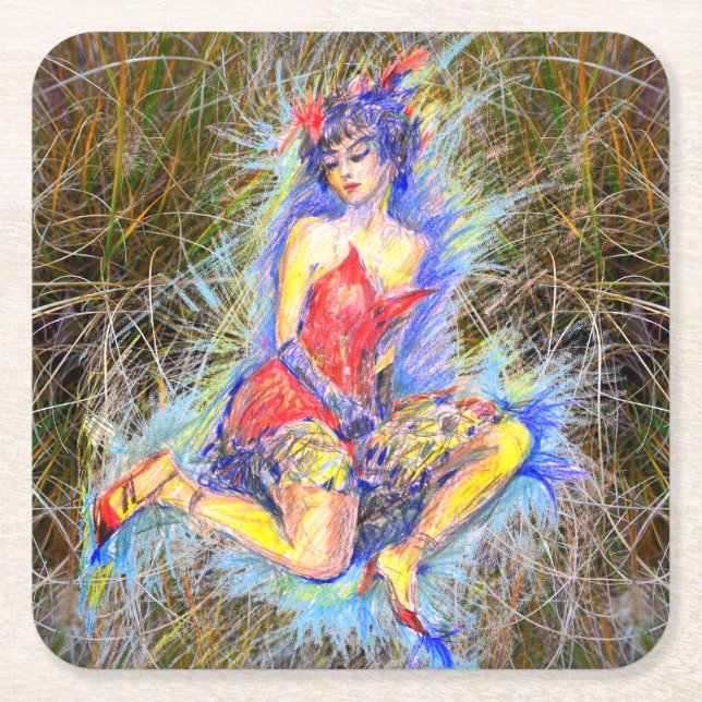 Posavasos Cuadrado De Papel Bailarina (Anverso)