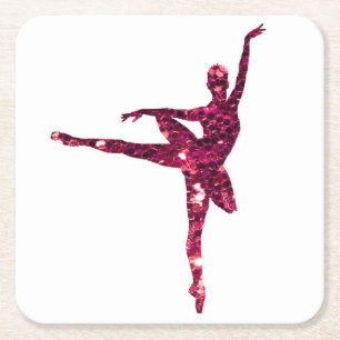 Posavasos Cuadrado De Papel Bailarina brillante rosada