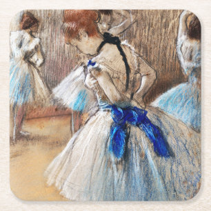 Posavasos Cuadrado De Papel Bailarina de cinta azul, Edgar Degas