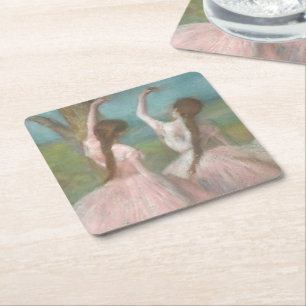 Posavasos Cuadrado De Papel Bailarinas de rosa Edgar Degas