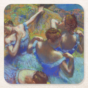 Posavasos Cuadrado De Papel Bailarinas en azul, Edgar Degas