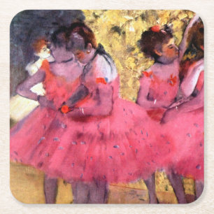 Posavasos Cuadrado De Papel Bailarinas rosas, Edgar Degas
