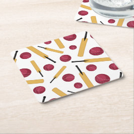 Posavasos Cuadrado De Papel Balas y bolas de jugador de cricket
