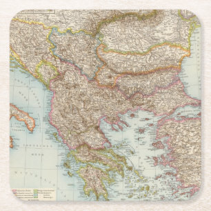 Posavasos Cuadrado De Papel Balkanhalbinsel - mapa de la península balcánica