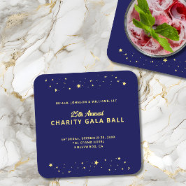 Posavasos Cuadrado De Papel Ball de Gala Subasta Silenciosa Elegante Estrellas