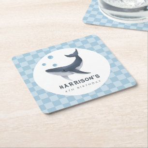 Posavasos Cuadrado De Papel Ballena Bajo El Mar Océano Gracias Favor