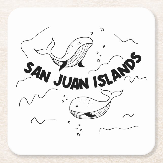 Posavasos Cuadrado De Papel Ballenas de las Islas San Juan (Anverso)