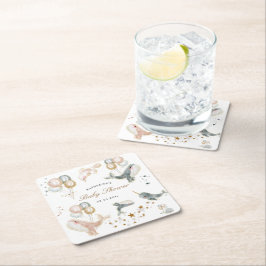 Posavasos Cuadrado De Papel Ballenas mágicas Globos Estrellas Baby Shower