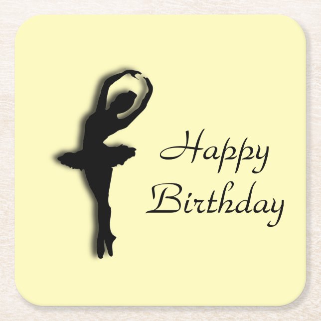 Posavasos Cuadrado De Papel Ballerina Birthday Yellow (Anverso)