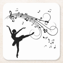 Posavasos Cuadrado De Papel Ballerina Dancing and Music Follows