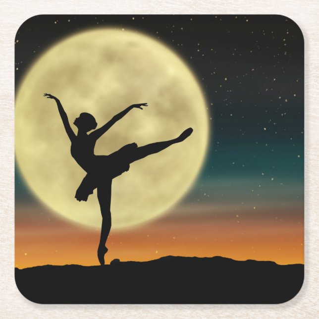 Posavasos Cuadrado De Papel Ballet de luna (Anverso)