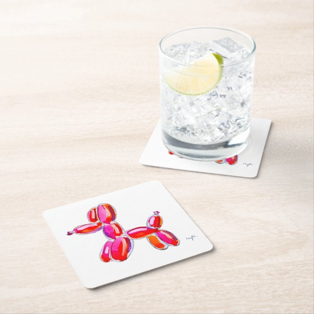 Posavasos Cuadrado De Papel Balloon Dog (In situ)