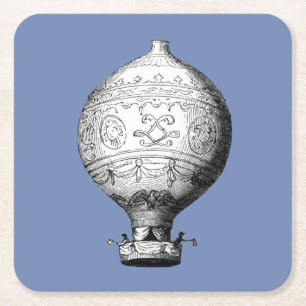 Posavasos Cuadrado De Papel Balón de aire caliente de Montgolfier Vintage