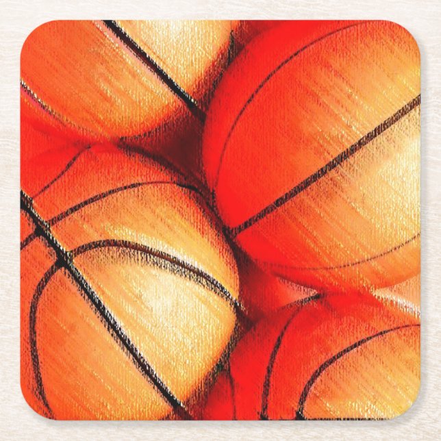 Posavasos Cuadrado De Papel Baloncesto (Anverso)