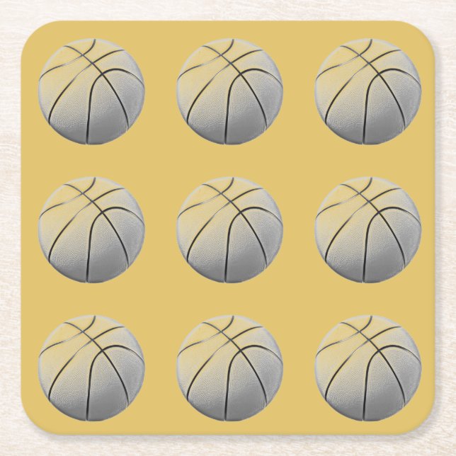 Posavasos Cuadrado De Papel Baloncesto (Anverso)