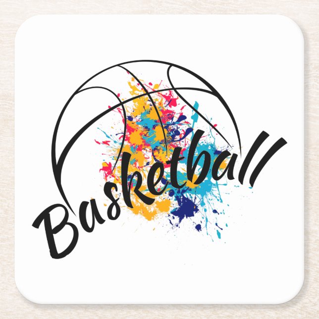 Posavasos Cuadrado De Papel Baloncesto acuático (Anverso)