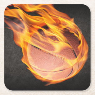 Posavasos Cuadrado De Papel Baloncesto Flamengo Caliente