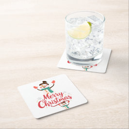 Posavasos Cuadrado De Papel Bálsamo Labial Feliz Navidad Muñeco de Nieve Festi