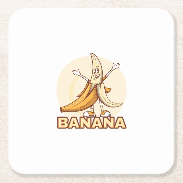 Posavasos Cuadrado De Papel Banana divertida (Anverso)