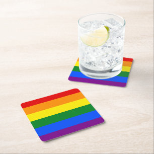 Posavasos Cuadrado De Papel Banda arco iris LGBT
