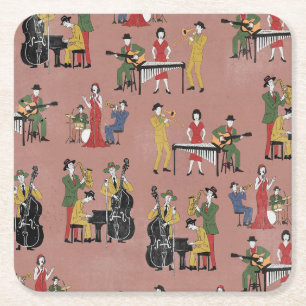 Posavasos Cuadrado De Papel Banda de Jazz Vintage