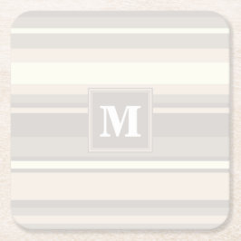 Posavasos Cuadrado De Papel Bandas beige monogramo