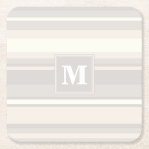 Posavasos Cuadrado De Papel Bandas beige monogramo