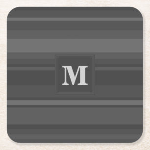 Posavasos Cuadrado De Papel Bandas de carbón vegetal monogramo