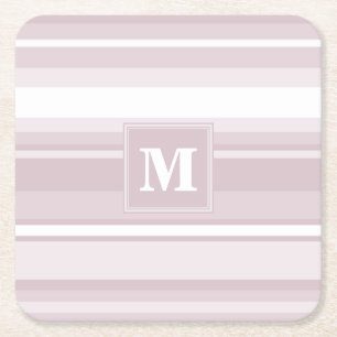 Posavasos Cuadrado De Papel Bandas de cuarzo rosa monograma