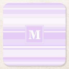 Posavasos Cuadrado De Papel Bandas de lilac monogramo