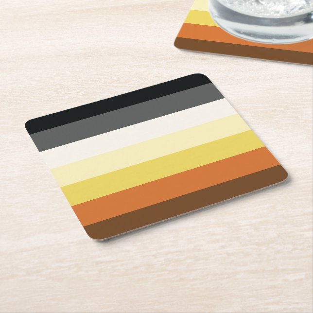 Posavasos Cuadrado De Papel Bandas de Orgullo de Oso (En perspectiva)