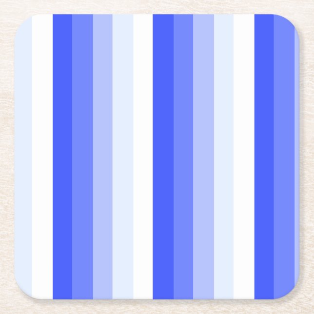 Posavasos Cuadrado De Papel Bandas de sombra azules reales (Anverso)
