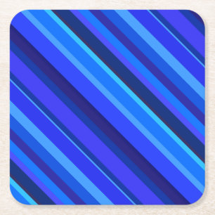 Posavasos Cuadrado De Papel Bandas diagonales azules