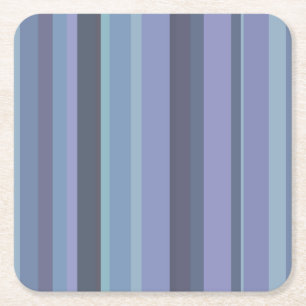 Posavasos Cuadrado De Papel Bandas horizontales de color azul-gris