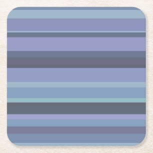 Posavasos Cuadrado De Papel Bandas horizontales de color azul-gris
