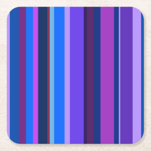 Posavasos Cuadrado De Papel Bandas verticales azul y violeta