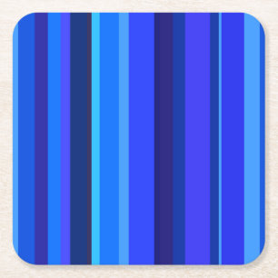 Posavasos Cuadrado De Papel Bandas verticales azules