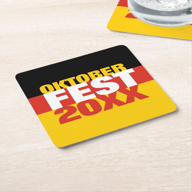 Posavasos Cuadrado De Papel Bandera alemana del Oktoberfest Octoberfest (En perspectiva)