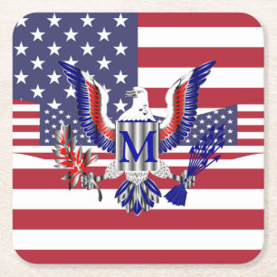 Posavasos Cuadrado De Papel Bandera americana patriótica