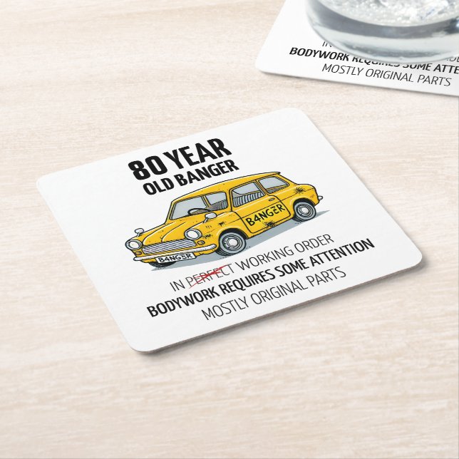 Posavasos Cuadrado De Papel Bandera antigua (En perspectiva)