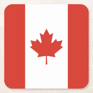 Posavasos Cuadrado De Papel Bandera canadiense patriota