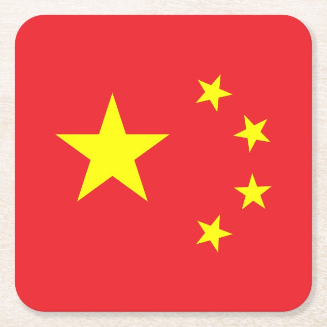 Posavasos Cuadrado De Papel Bandera china (Anverso)