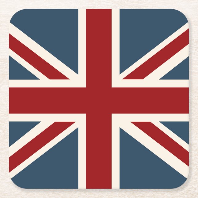 Posavasos Cuadrado De Papel Bandera clásica de Union Jack (Anverso)