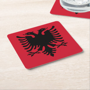 Posavasos Cuadrado De Papel Bandera de Albania
