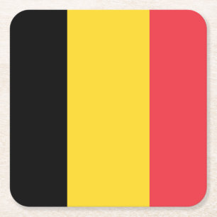 Posavasos Cuadrado De Papel Bandera de Bélgica
