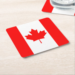 Posavasos Cuadrado De Papel Bandera de Canadá