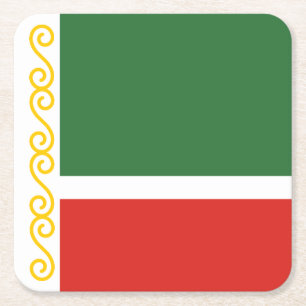 Posavasos Cuadrado De Papel Bandera de Chechenia